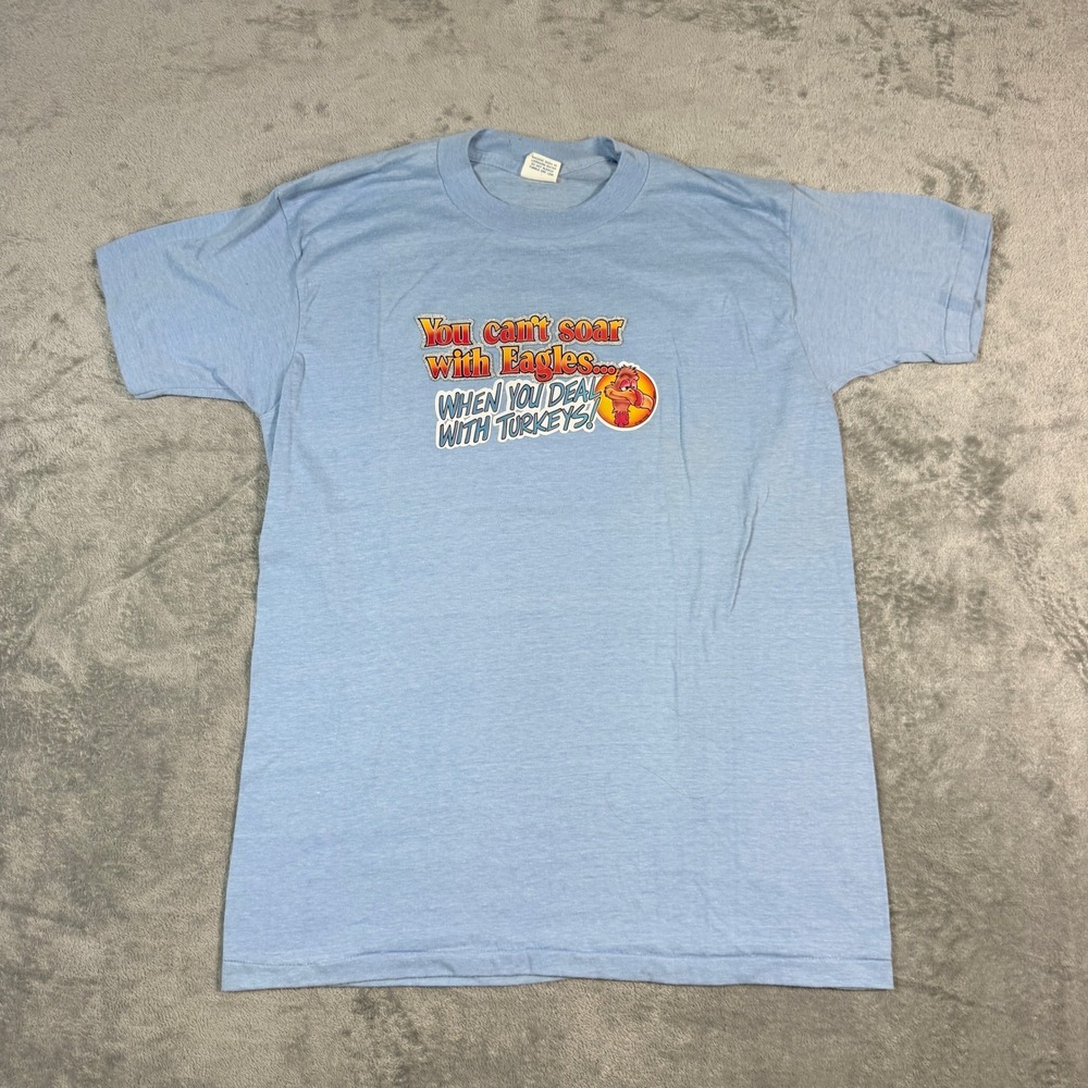 Sneakers Mens L Vintage 1980s Turkey Graphic T-Shirt Capt Ike Blue Single Stitch